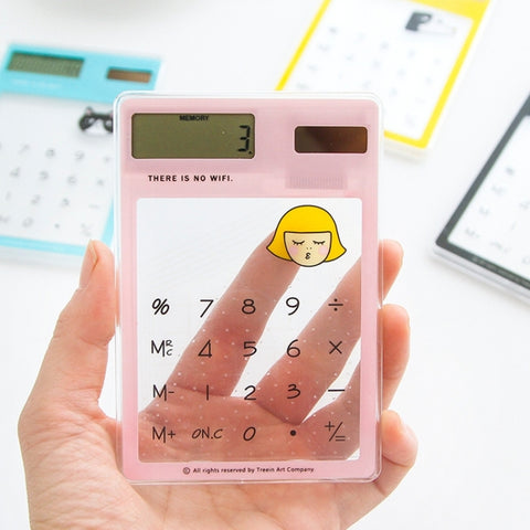 Calcolatrice con schermo LED a 8 cifre con touch pad trasparente e pannello solare, consegna colore casuale, 8 Digits Calculator