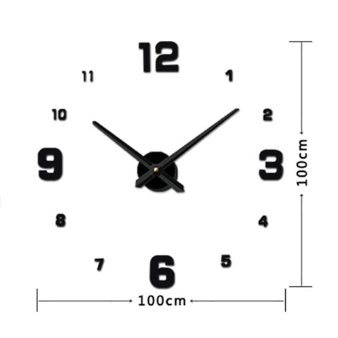 Orologio da parete 3D senza cornice per camera da letto, adesivo