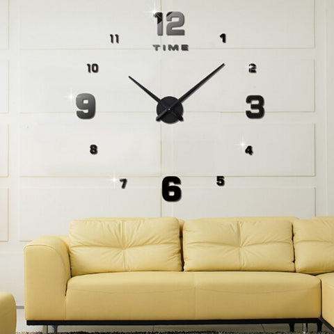 Camera da letto Decorazione domestica Numero specchiato Senza cornice Grande adesivo da parete 3D fai da te Orologio muto, dimensioni: 100 * 100 cm, 3M005 (Nero), 3M005 (Oro), 3M005 (Argento)