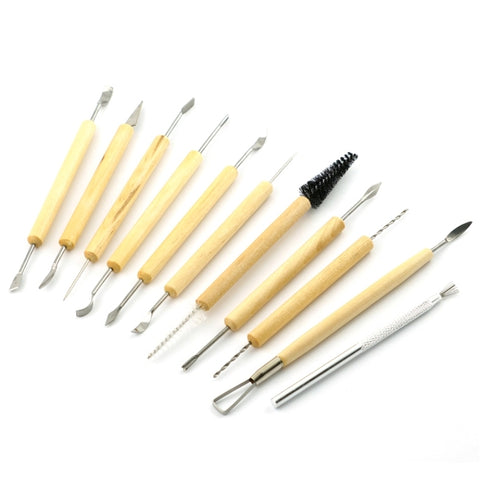Set di coltelli multiuso per scultura in argilla fai-da-te in legno 11 in 1, Set Coltelli Multiuso per Scultura