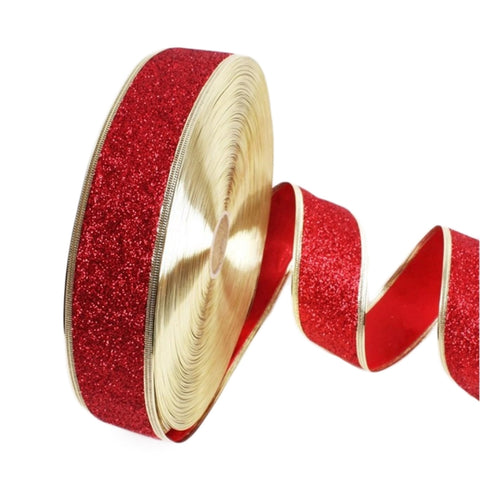Nastro decorativo per albero di Natale in polvere glitterata da 2 m
