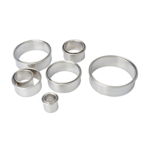 12 pezzi/set strumenti per la cottura di ciambelle e mousse per stampi da taglio a forma rotonda in acciaio inossidabile, Round Shape(12 PCS / Set)