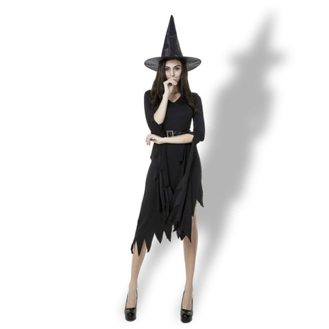 Gonna Lunga Irregolare Nera Uscita Costume di Halloween Cosplay Spettacolo Abito da Stregoneria, M, Petto: 88 cm, Vita: 72 cm, Lunghezza va: 108 cm, Jupe longue Sortie Poitrine: 88 cm