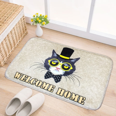 Zerbino Modello Gatto e Cane Flanella Rettangolare Tappeto da bagno Soggiorno Camera da letto Antiscivolo Tappetino per la casa, Dimensioni: 50*80 cm, Pattern:Dog Size:50*80cm, Pattern:Cat Size:50*80cm