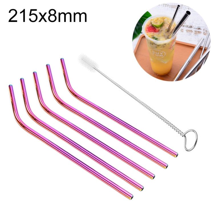 Reusable Stainless Steel Bent Drinking Straws Set with