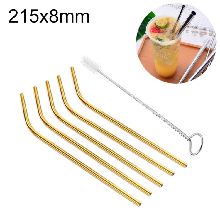 Reusable Stainless Steel Bent Drinking Straws Set with