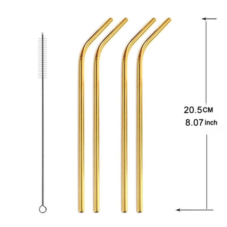 Reusable Stainless Steel Bent Drinking Straws Set with