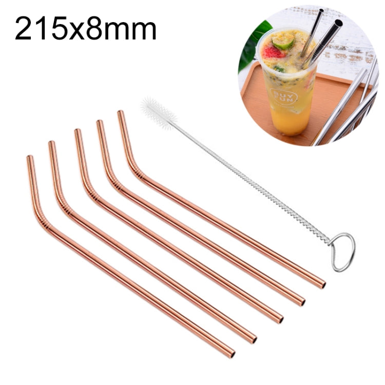 Reusable Stainless Steel Bent Drinking Straws Set with