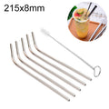Reusable Stainless Steel Bent Drinking Straws Set with