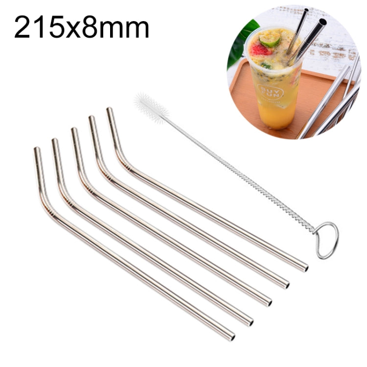 Reusable Stainless Steel Bent Drinking Straws Set with