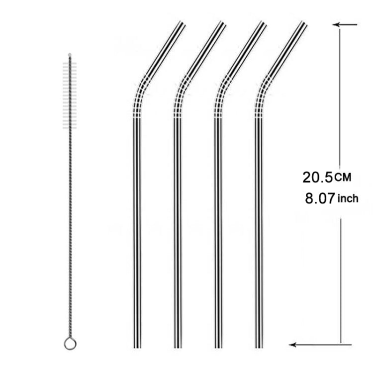Reusable Stainless Steel Bent Drinking Straws Set with