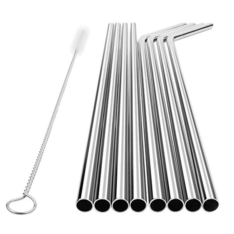 Reusable Stainless Steel Bent Drinking Straws Set with