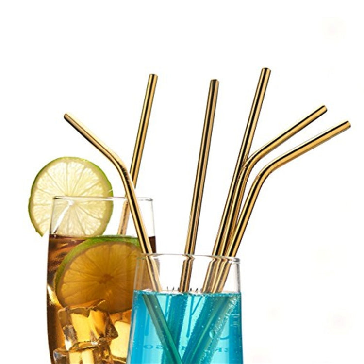 Reusable Stainless Steel Bent Drinking Straws Set with