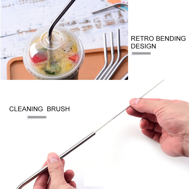 Reusable Stainless Steel Bent Drinking Straws Set with