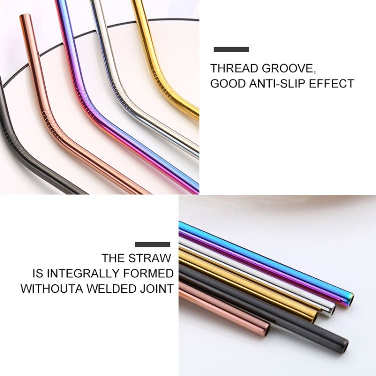 Reusable Stainless Steel Bent Drinking Straws Set with