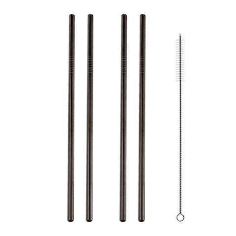 Kit de cannuccie dritte riutilizzabili in acciaio inossidabile da 5 pezzi + kit di spazzole per la pulizia, 215 * 8 mm, 215 * 8 mm (droit)