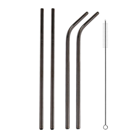 Kit de cannucce riutilizzabili en acciaio inossidabile da 4 pezzi + kit di spazzole per la pulizia, 266 * 6 mm, 266*6mm (Combinaison)