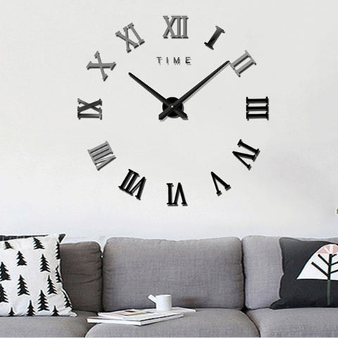 Camera da letto Decorazione domestica Numero romano senza cornice Grande adesivo da parete fai da te Orologio muto, dimensioni: 100 * 100 cm, M011 (Black), M011 (Gold), M011 (Silver)