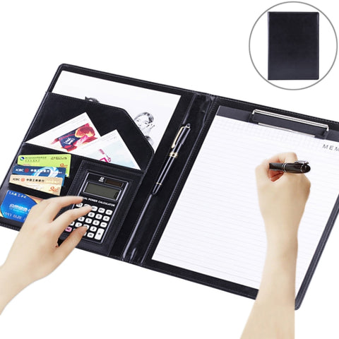 Meubles de bureau Cartella portadocumenti en peau de style business avec bloc note A4 de 30 pages et calcolatrice