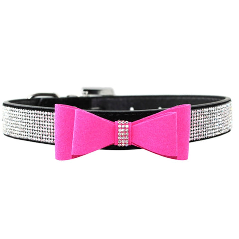 Collare per Cani con Fiocco e Strass - Taglia S (1,5 x 37 cm)