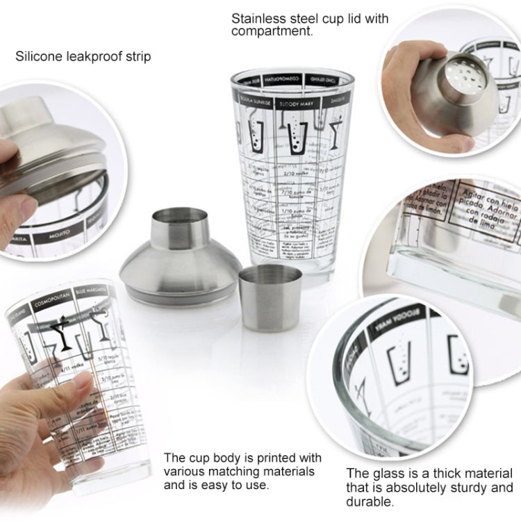 Stainless Steel Cocktail Shaker with Scale - 450ml Capacity