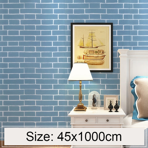 Mattone mediterraneo Creativo 3D Pietra Decorazione di mattoni Carta da parati Adesivi Camera da letto Soggiorno Parete Carta da parati impermeabile Rotolo, Dimensioni: 45 x 1000 cm, Mediterranean brick