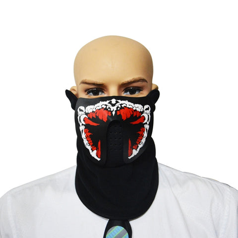 FG-FULL-01 Maschera di Halloween Maschera cosplay di terrore a luce fredda a LED con controllo vocale, FG-FULL-01