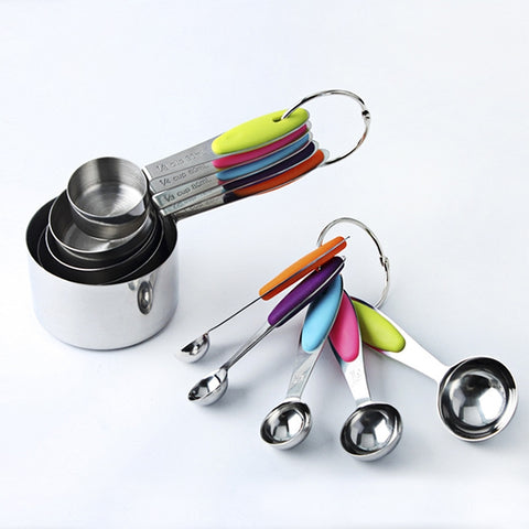 kn650 Ensemble d'instruments pour la cuisson des tampons pour les boissons avec cuillère doseuse colorée 10 en 1 en acciaio inossidabile, cuillère à mesurer 10 en 1 (colorée)