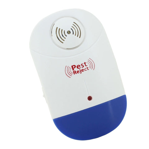 Repellente elettronico per il controllo dei parassiti delle zanzare dei ratti ad ultrasuoni con luce LED, spina europea AC90V-250V (bianco + blu), spina EU