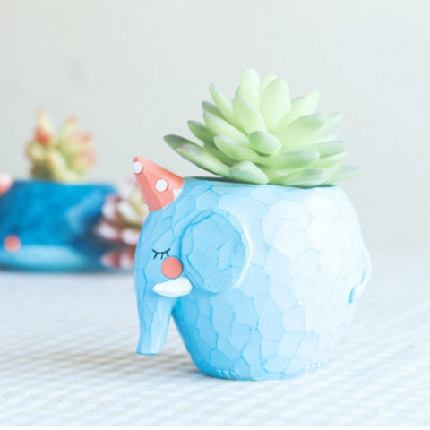 Belle maison de jardin en résine animale en carton, plante animée en forme d'éléphant bleu, décoration de vase de fleurs, fleurs animales, Éléphant