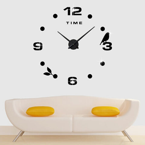 Decorazione della camera da letto Home Office Decorazione senza cornice di grandi dimensioni Adesivi murali con superficie a specchio 3D fai da te Orologio silenzioso, dimensioni: 100 * 100 cm, 3M006 (Nero), 3M006 (Argento)