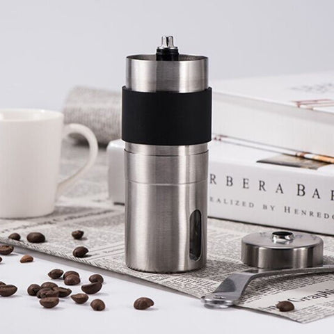 Macinacaffè manuale a manovella in acciaio inossidabile con macina conica portatile, capacità: 30 g, Capacity: 30g