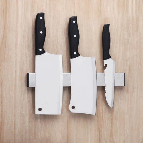 Portacoltelli magneto a parete in acciaio inossidabile 304 avec punzonatura gratuita da cucina, dimensions: 31x4x1,5 cm, Taille:31x4x1.5cm