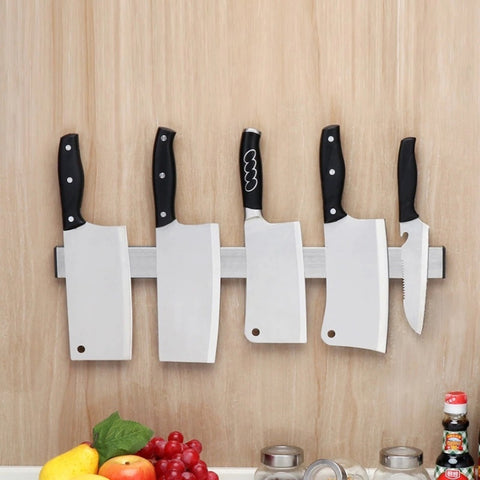 Portacoltelli magneto a parete in acciaio inossidabile 304 avec punzonatura gratuita da cucina, dimensions: 51x4x1,5 cm, Taille:51x4x1.5cm