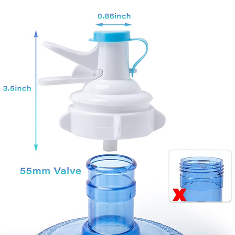 Valvola erogatrice per rubinetto per bottiglia d'acqua in PP per bottiglia con corona da 55 mm con coperchio antipolvere, Valve de distribution de robinet