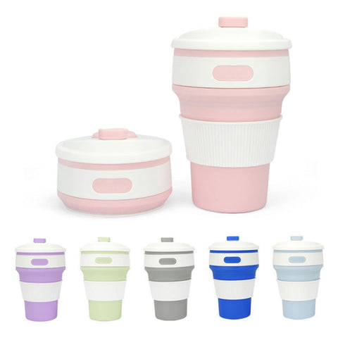 Tasse de voyage multifonction portable en silicone de 350 ml
