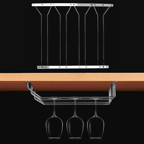 Portabicchiere da vino sospeso in acciaio inossidabile a quattro file MICLAN, dimensioni: 34 * 38 * 43 cm, Size: 34*38*43cm