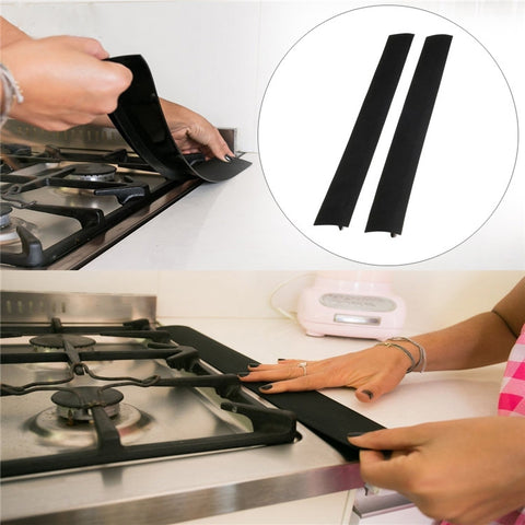 Striscia di tenuta nera antipolvere per cucina a fessura per stufa a gas, antivegetativa, dimensioni: 53,5 * 5 * 1 cm, 53.5cm (Noir)