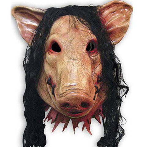 Maschera di Halloween Cappello en treillis avec testa di maiale Halloween Festival Party Fancy Pig Face Maschere in maschera con capelli, Pig Head