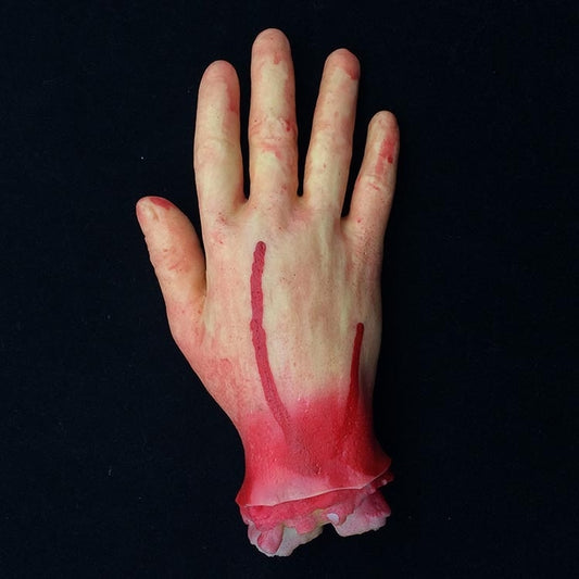 Puntelli horror di Halloween da 23 cm Pesce d'aprile Decorazione per parti del corpo Decorazione per feste con 5 dita Mano insanguinata, Short Blood Hand