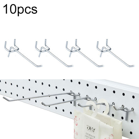 10 pezzi Supermercato Negozio di abbigliamento Pannello forato con stecca a muro Gancio per mensola Piastra con foro, Passo del foro: 2,5 cm, Lunghezza: 10 cm, Diametro filo: 3,3 mm, Length: 10cm