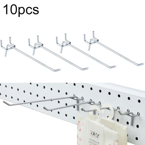 Piastra forata per mensola con gancio a muro per pannello forato per negozio di abbigliamento da 10 pezzi, passo del foro: 2,5 cm, lunghezza: 15 cm, diametro del filo: 3,3 mm, Length: 15cm