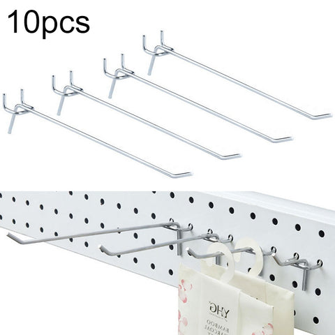 10 pezzi Supermercato Negozio di abbigliamento Pannello forato con stecca a muro Gancio per mensola Piastra con foro, Passo del foro: 2,5 cm, Lunghezza: 20 cm, Diametro filo: 3,3 mm, Length: 20cm