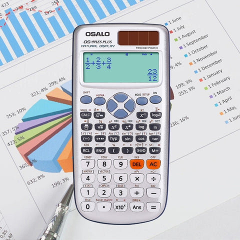 OSALO OS-991ES PLUS Calculatrice scientifique multifonction à 10 + 2 cifre Fonction étudiante Calculatrice à double puissance pour l'énergie solaire