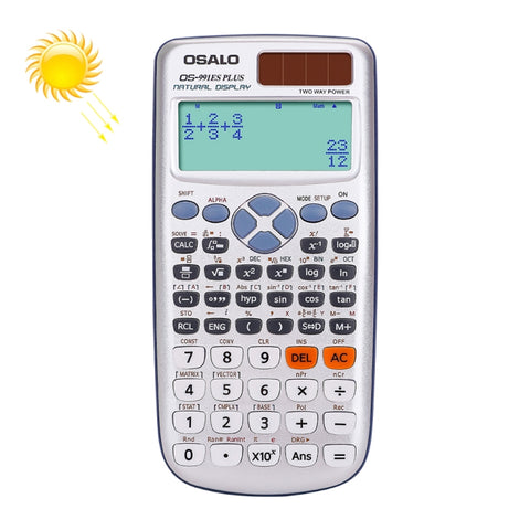 OSALO OS-991ES PLUS Calculatrice scientifique multifonction à 10 + 2 cifre Fonction étudiante Calculatrice à double puissance pour l'énergie solaire