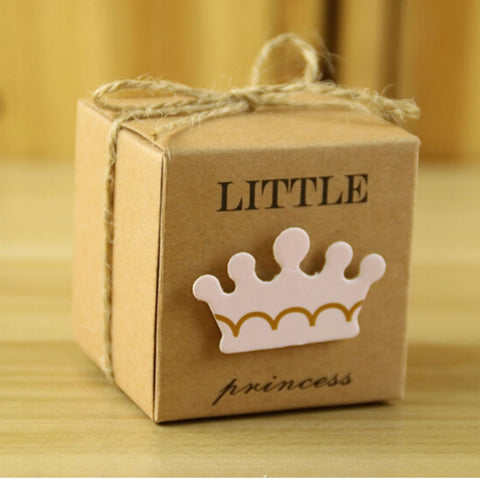 Scatola di zucchero per matrimonio in stile europeo da 100 pezzi, dimensioni: 5,3x5,3x5,3 cm, a forma di Corona di Principessa, a forma di Corona di Principe