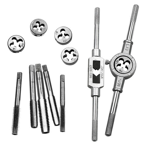 Set di combinazioni di maschi e matrici multi-specifiche da 12 pezzi. Chiave per maschiatura metrica manuale, argano, 12 PZ