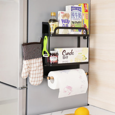 Supporto portaoggetti magnetico per frigorifero a doppio strato da cucina, Double Layers