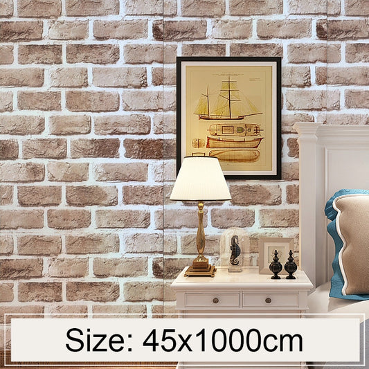 Retro Brick Creative 3D Stone Brick Decorazione Carta da parati Adesivi Camera da letto Soggiorno Parete Carta da parati impermeabile Rotolo, Dimensioni: 45 x 1000 cm, Retro brick