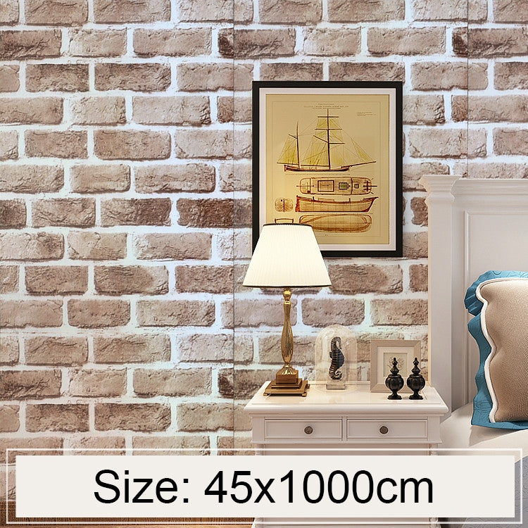 Retro Brick Creative 3D Stone Brick Decorazione Carta da parati Adesivi Camera da letto Soggiorno Parete Carta da parati impermeabile Rotolo, Dimensioni: 45 x 1000 cm, Retro brick